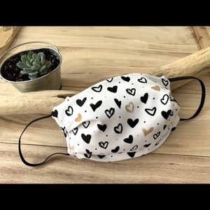 New Hand Made Black White Gold Hearts Face Mask